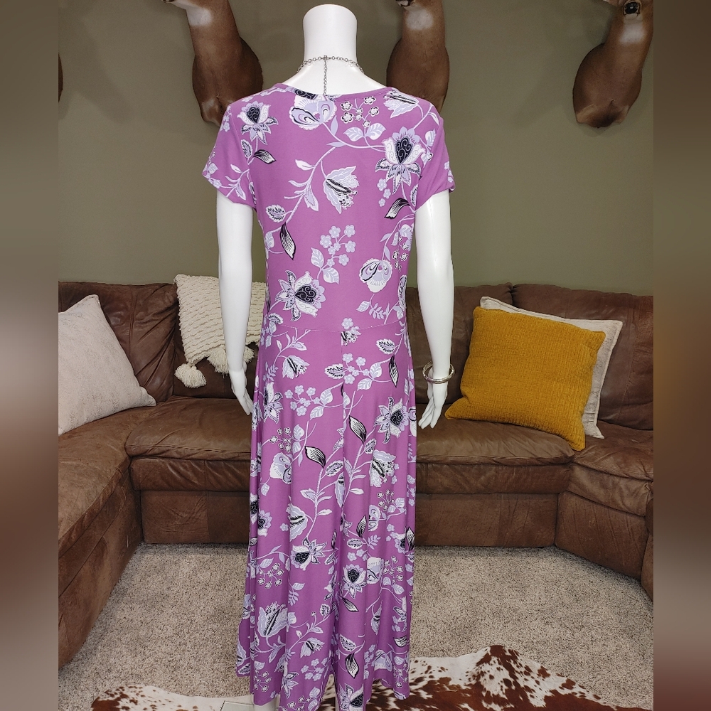 52 SEVEN FLORAL LONG DRESS, PURPLE S - Picture 4 of 9